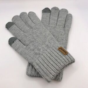 Touch Screen Compatible Light Gray Alpaca Wool Gloves